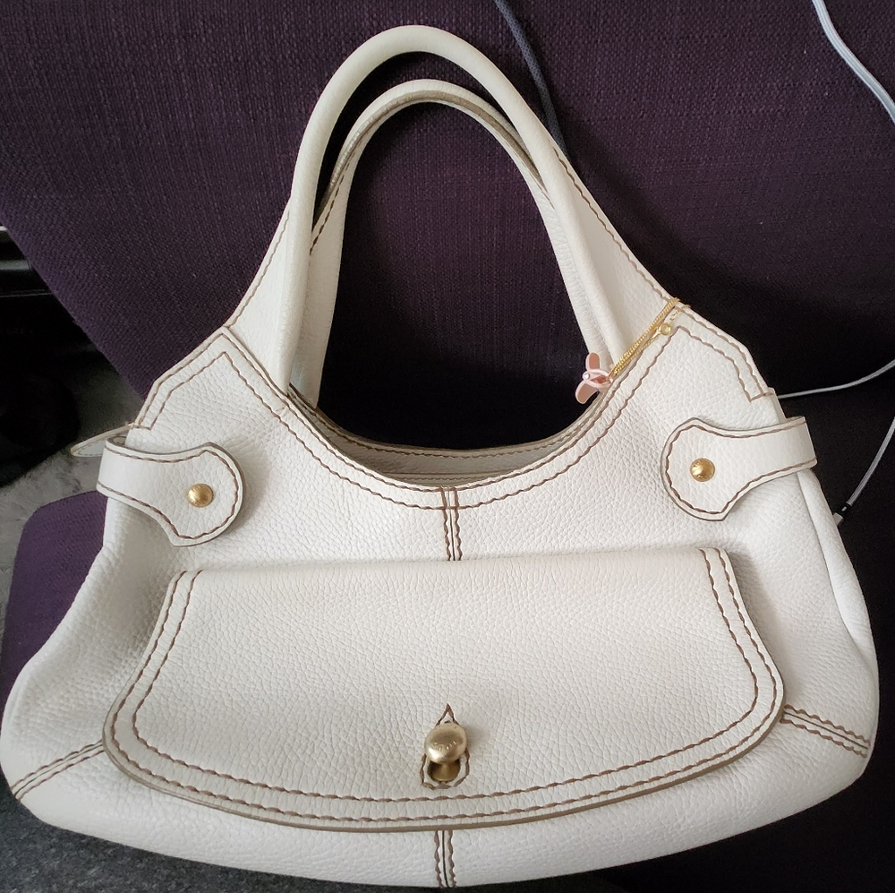 Tod's White Shoulder Bag with Curved Handles